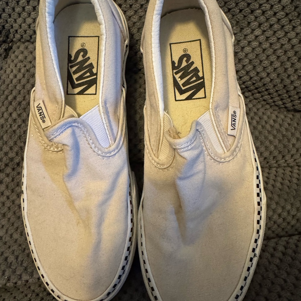 Vans Women's Cream Slip-On Sneakers
